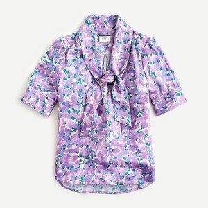 J Crew collection tie-neck top in Ratti® lilac collage print